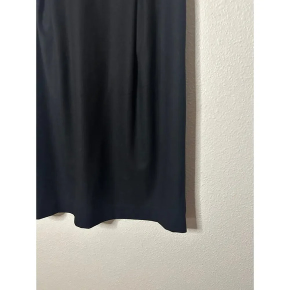 Authentic Celine Women 6 Black Wool A-Line Dress Mini Lamb Leather Designer Luxe - Picture 5 of 11